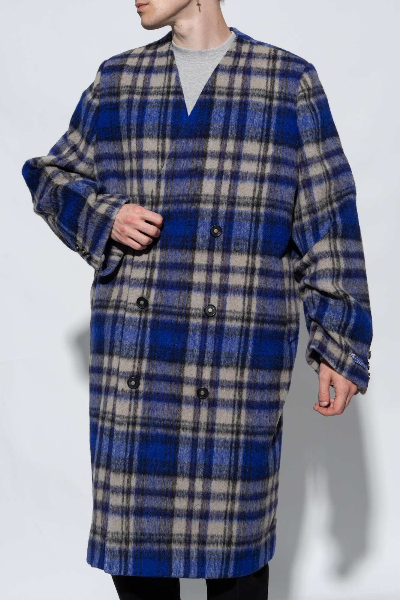 ジャケット・アウター ADERERROR Blue Check Coat Blue Double-breasted check coat Ader Error